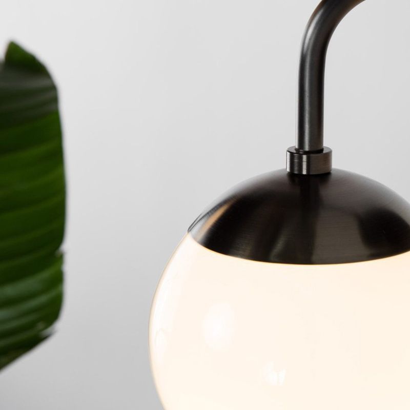 1 Bulb Bedside Sconce Light Minimalist Golden/Black Wall Lamp with Milky Glass Ball Shade