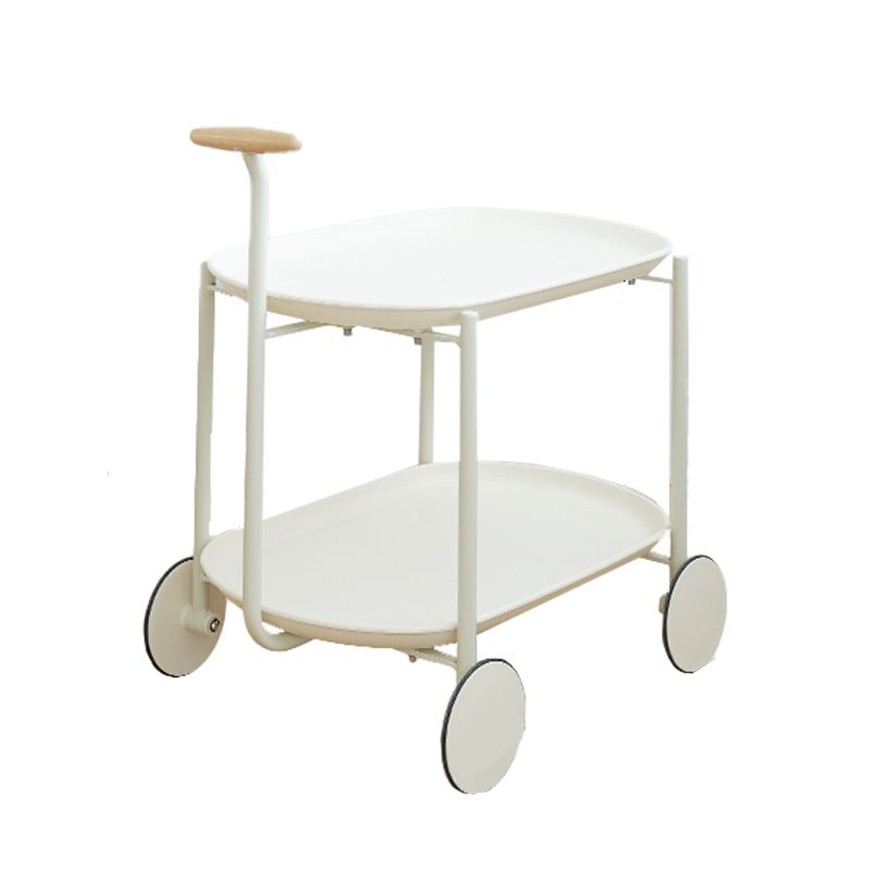 Elliptical Tray Top End Table 25.4" Tall 2-Tier Side Table with Casters