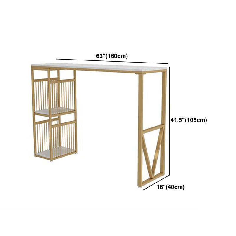 Glam1/3 Pieces Bar Table Set Rectangle Marble Counter Table with High Stools