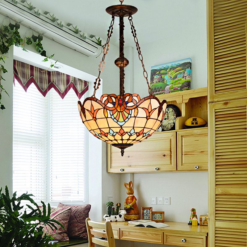 Luz de techo del tazón de estilo retro de estilo retro de 3 cabezas Semi Flush Techo Accesorio para iluminación de dormitorio
