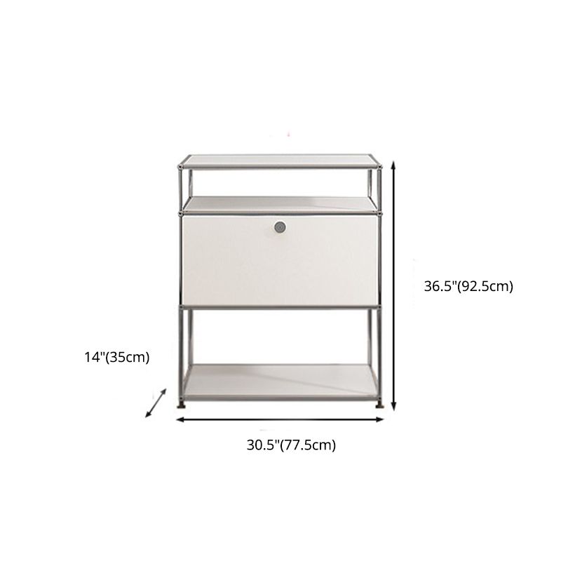 Modern White Sideboard with Metal Frame Faux Wood Dining Buffet with Drawers