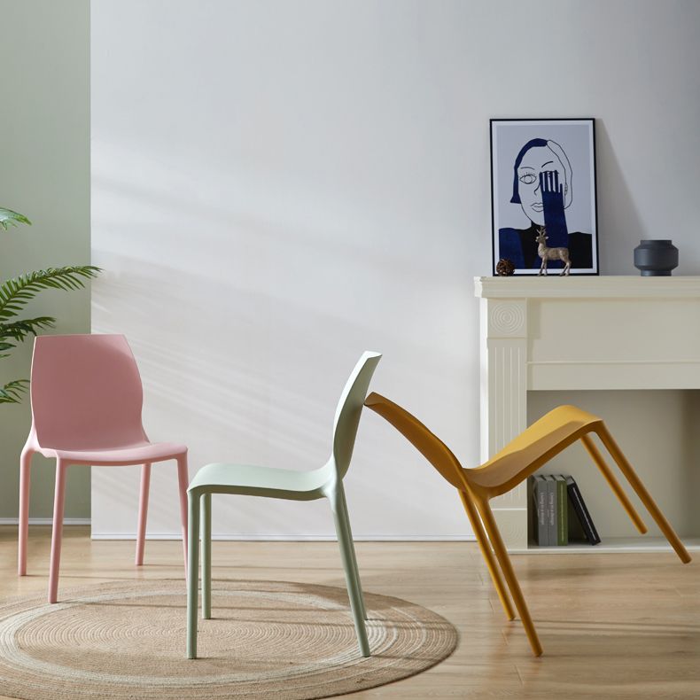 Contemporary Plastic Dining Room Chair Multicolor Stackable Side Chair
