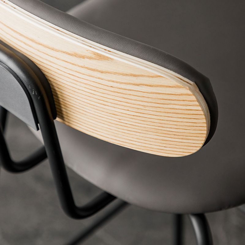 Industrial Iron Legs Bar Stool PU Leather Low Back Barstools for Living Room