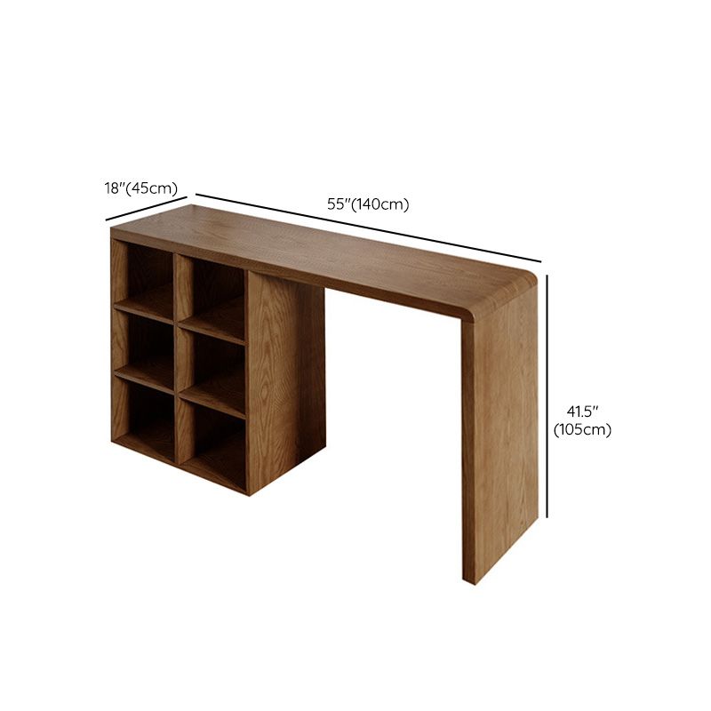 Modern Style Bar Table Pine Solid Wood Double pedestal Bar Dining Table with Storage