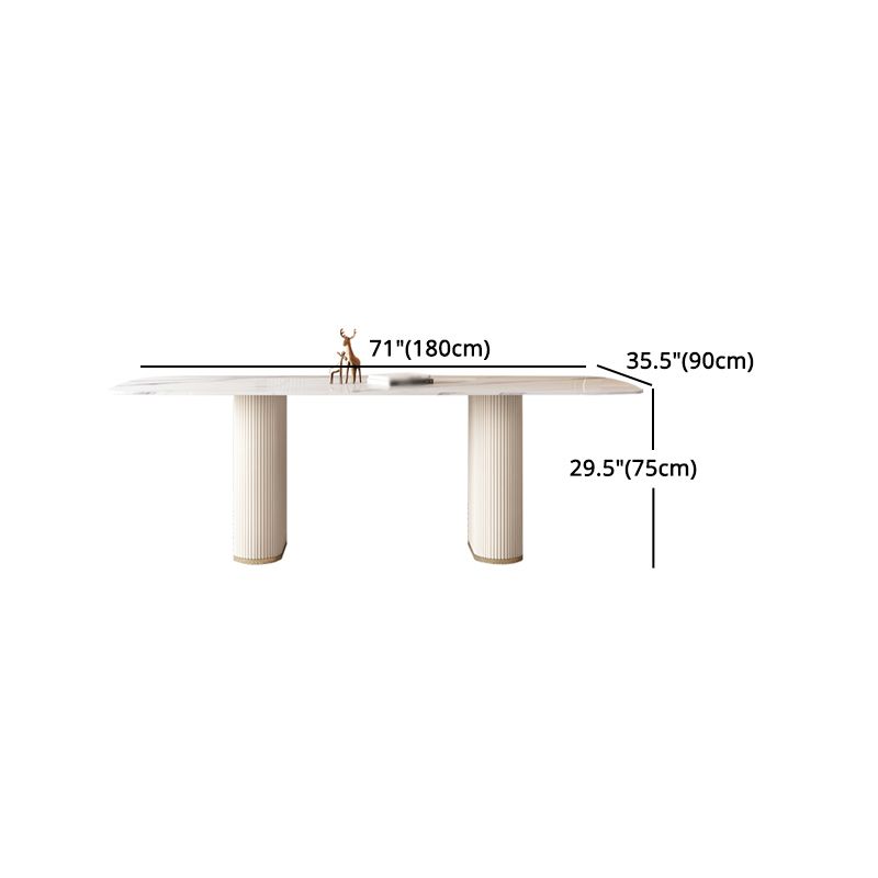 Modern Leatherwear Dinette Set 1/4/5/7 Pieces White Sintered Stone Top Dining Table Set