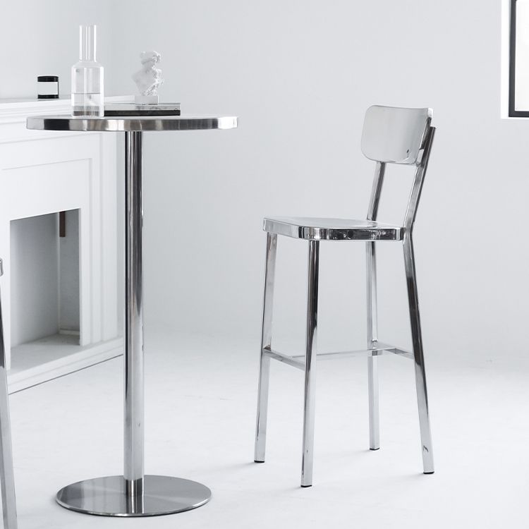 Contemporary 43" Height Metal Backrest Counter Stool in Silver