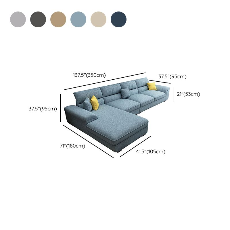 Nordic Cushions Recessed Arm Stationary Sofa Chaise Living Room Fabric