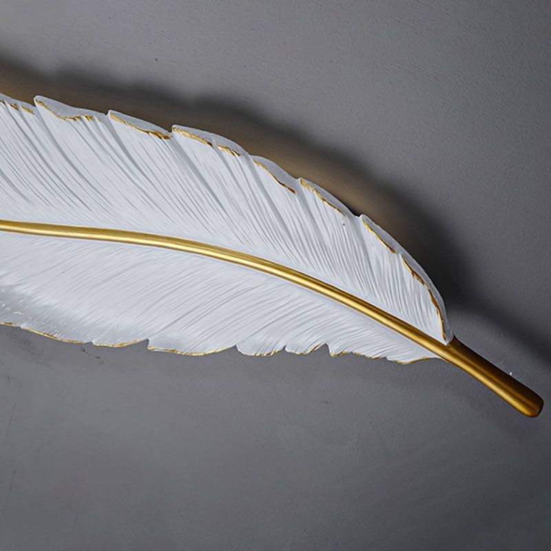 Lámpara de pared contemporánea de pared de resina de plumas de 1 luces para sala de estar para sala de estar
