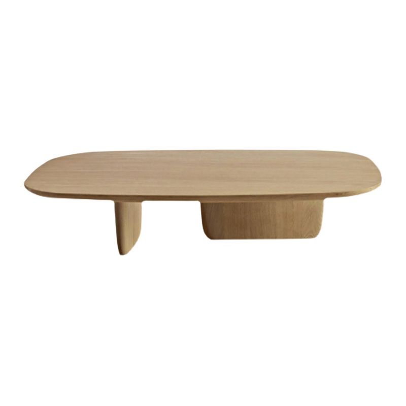 Modern Elliptical Pine Wood Coffee Cocktail Table with 2 Legs