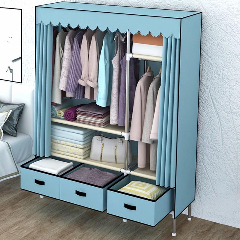 Contemporary Style Metal Wardrobe 1-Door Wardrobe Closet, 49.21" D x 17.72" W x 66.14" H