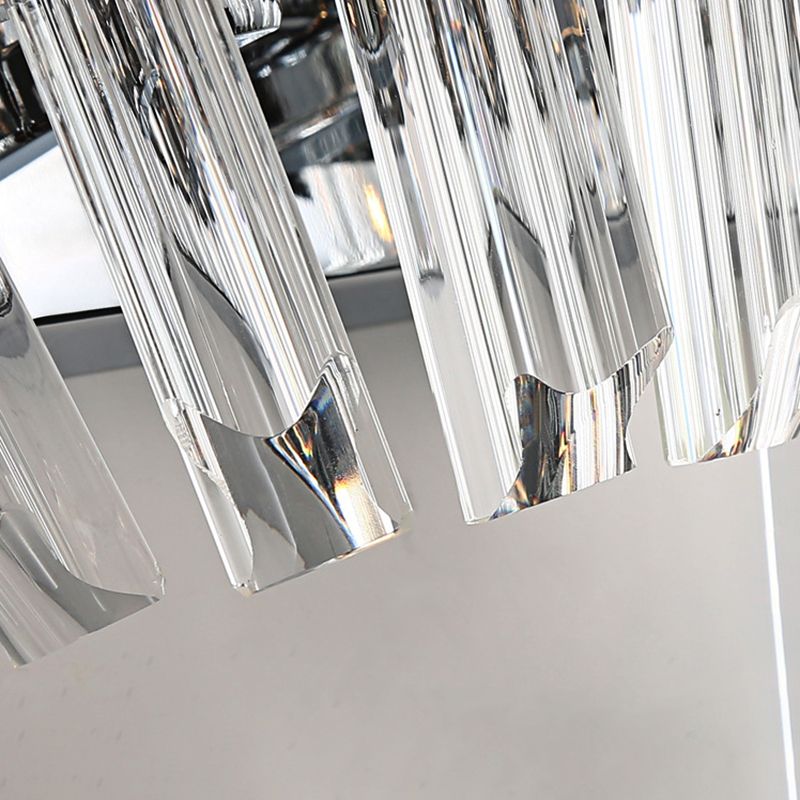 Tapered Shape Wall Mount Light Contemporary Style Clear Crystal 2 Bulbs Corridor Wall Lighting in Chrome