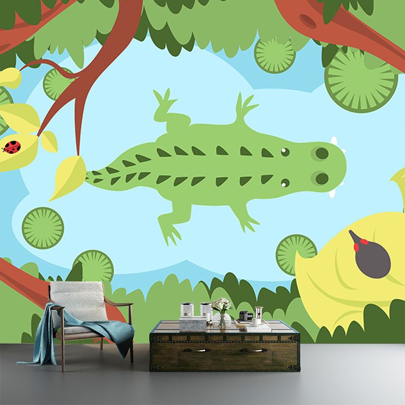 Illustration Cartoon Animals Stain Resistant Mural Wallpaper Living Room Wall Mural