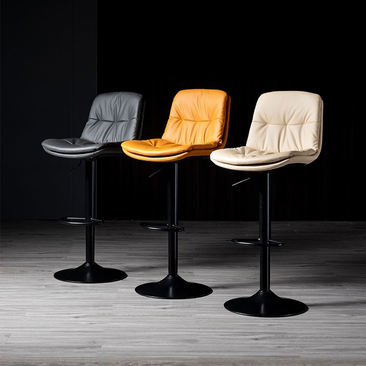 Iron Footrest Bar Stool Low Back Indoor Modern Adjustable Counter-height Stool