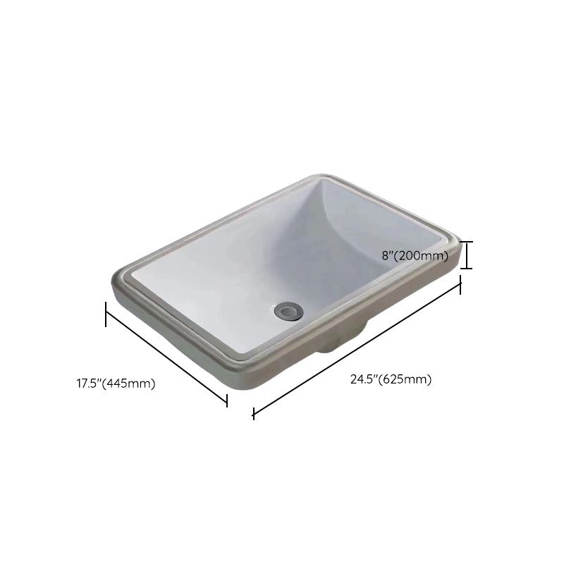 Traditional Undermount Bathroom Sink Porcelain with Overflow Basin Sink(Without Faucet)