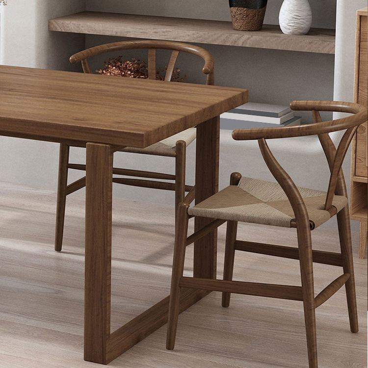 Mid-Century Modern Dining Table Pine Wood Table with Sled Base