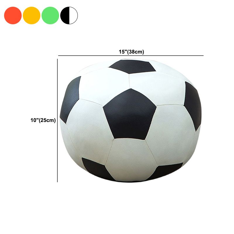 Contemporary Pouf Ottoman Faux Leather Upholstered Spherical Ottoman