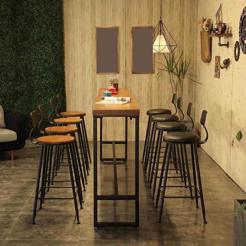 Industrial 1/5/9 Pieces Bar Table Set Rectangle Wood Counter Table with Stools for Cafe