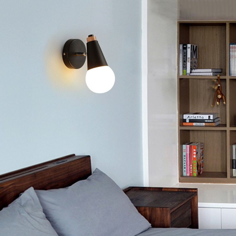 1-Light Geometric Shade Wall Sconce Modren Nordic Macarons Style Metal Wall Lighting