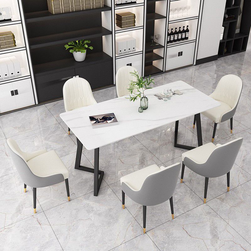 Modern Rectangle Dining Table Set 1/4/7 Pieces Dinette Set with Sintered Stone Top