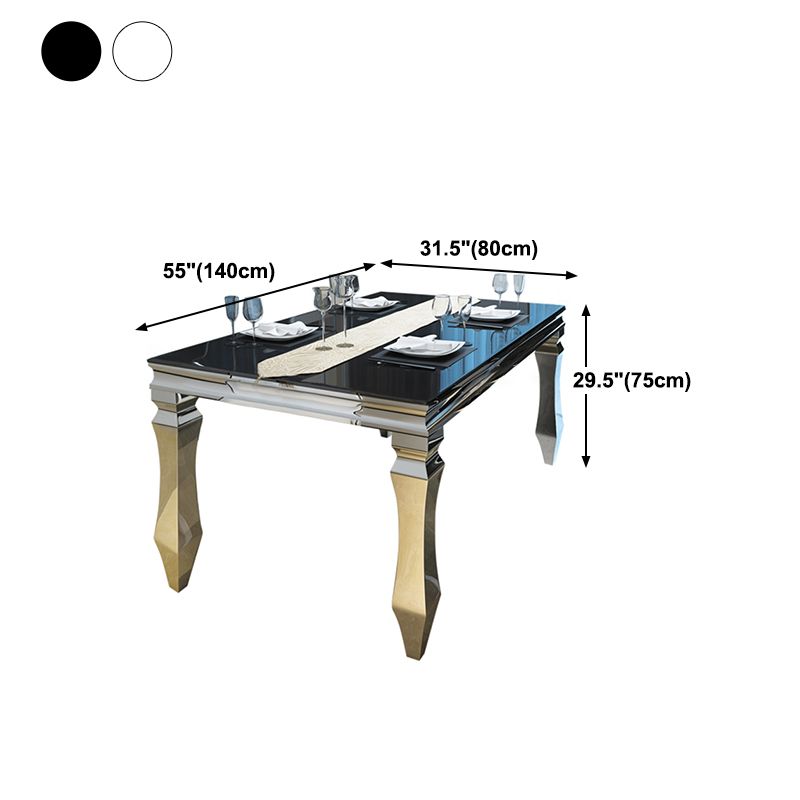Metal Contemporary Rectangular Dining Table Glass Top Table for Dining Room