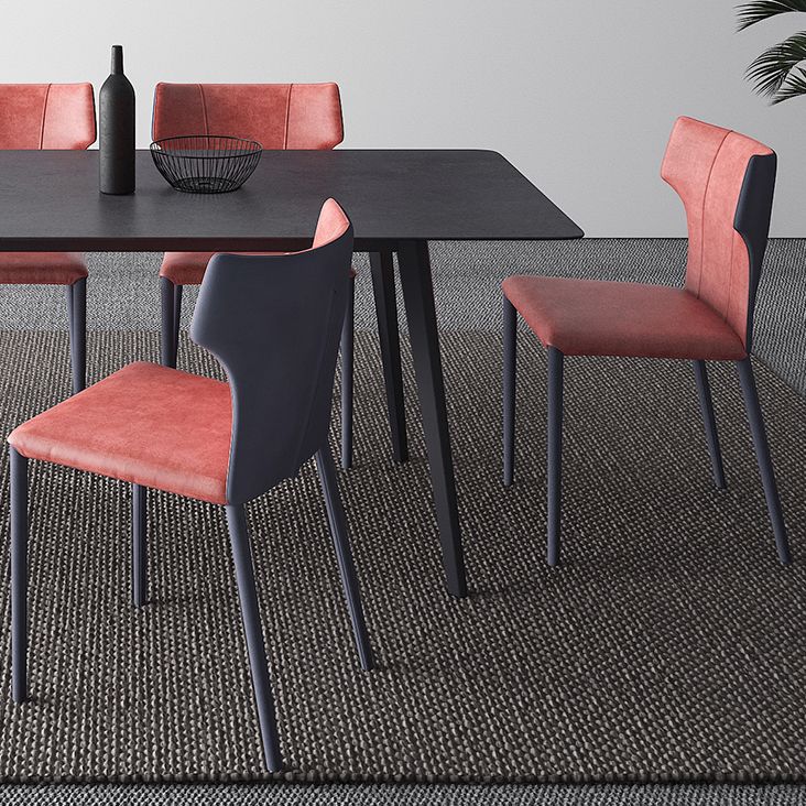 Sintered Stone Black Dining Table Industrial 4 Legs Table for Dining Room