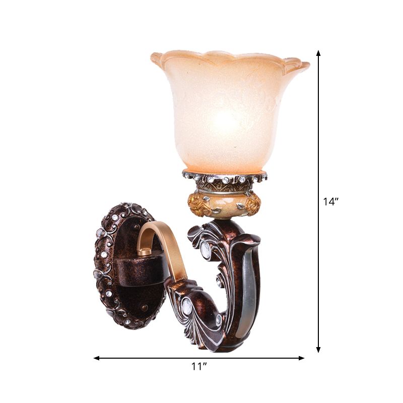 Applique murale marron à 1/2 têtes, Style rétro, verre rose et blanc, luminaire mural en forme de fleur