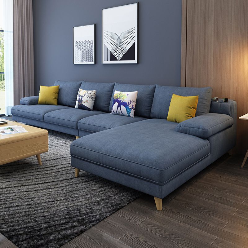 4-seater L-shape Sectional Fabric Pillow Top Arm Sectional with Pillows