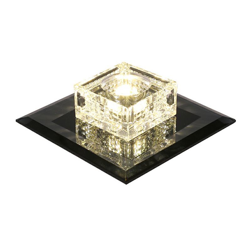 Plafonnier encastré à LED de forme carrée moderne, plafonnier encastré pour couloir en cristal
