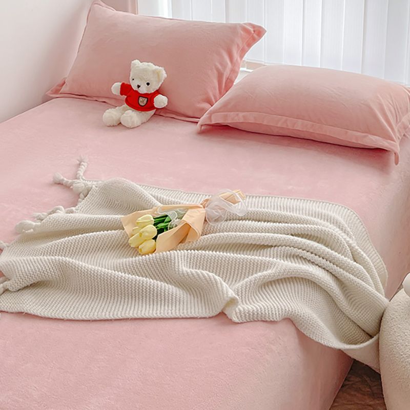Solid Color Bed Sheet Set 100 Cotton Flannel Ultra Soft Bed Sheet Set