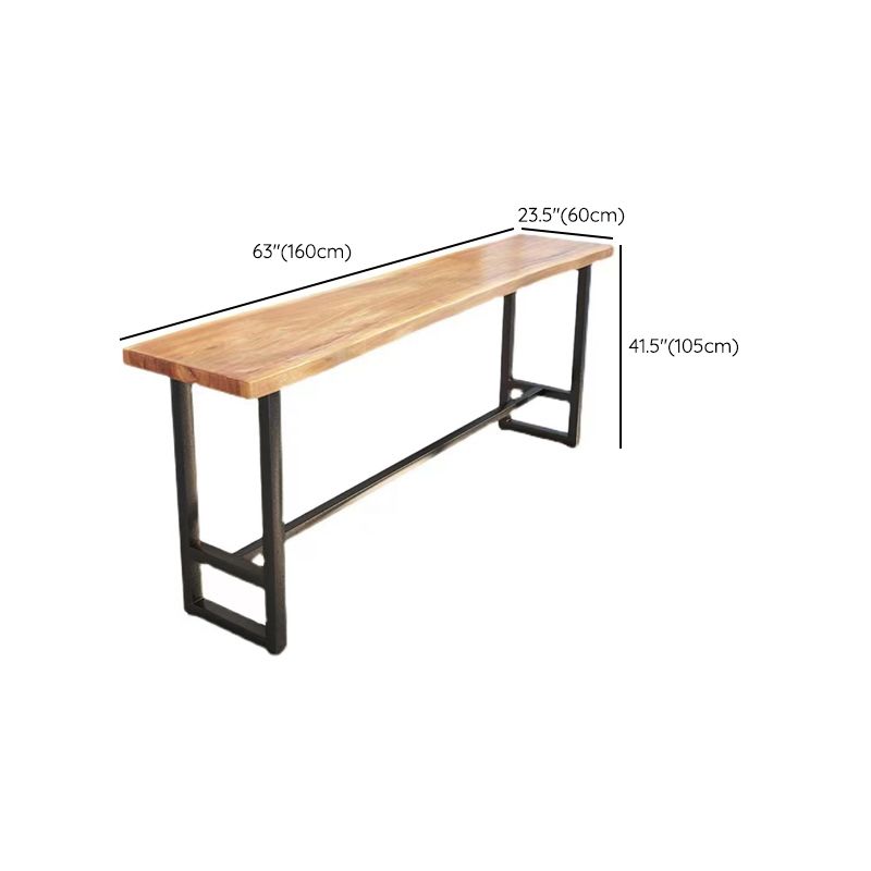 Solid Wood Bar Height Pub Table Industrial Rectangle Bar Table with Trestle Base
