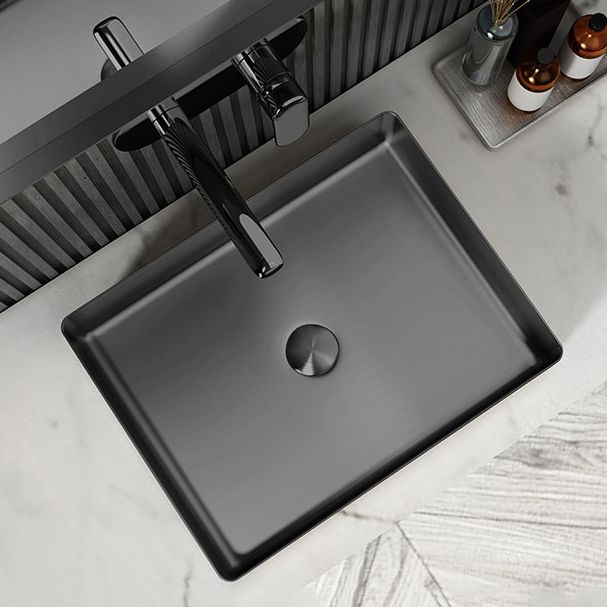 Contemporary Trough Bathroom Sink Solid Color Metal Trough Sink