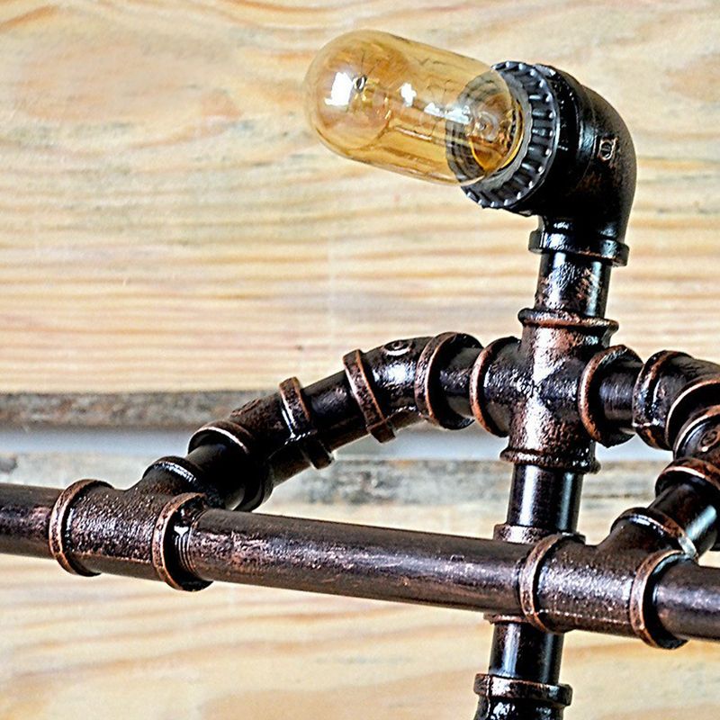 Lampada da tavolo da atleta in metallo Novità Lampada da comodino industriale a 1 testa per ragazzi in nero