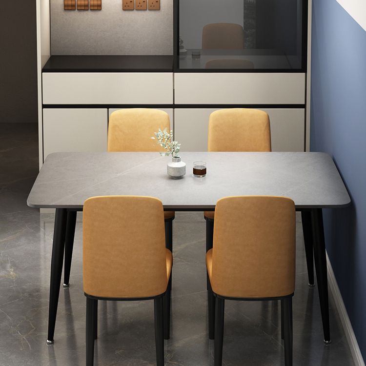 Rectangle Sintered Stone Two-Color Dining Table Simplicity 4 Legs Table for Dining Room
