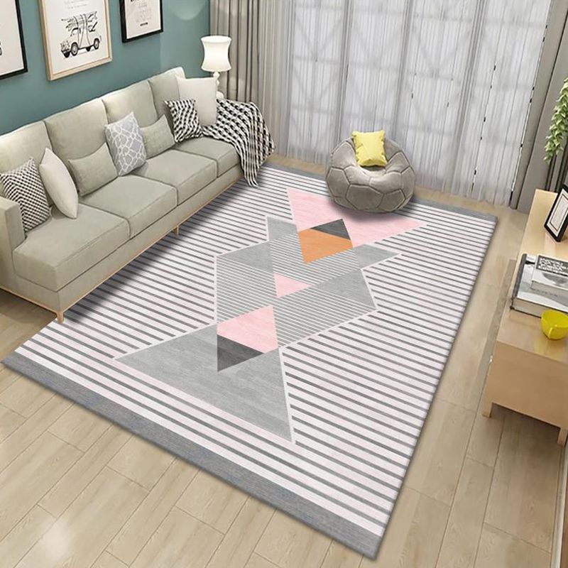 Creative Modern Indoor Rug Geometric Design Carpet Polyester Non-Slip Backing Rug for Home Decor