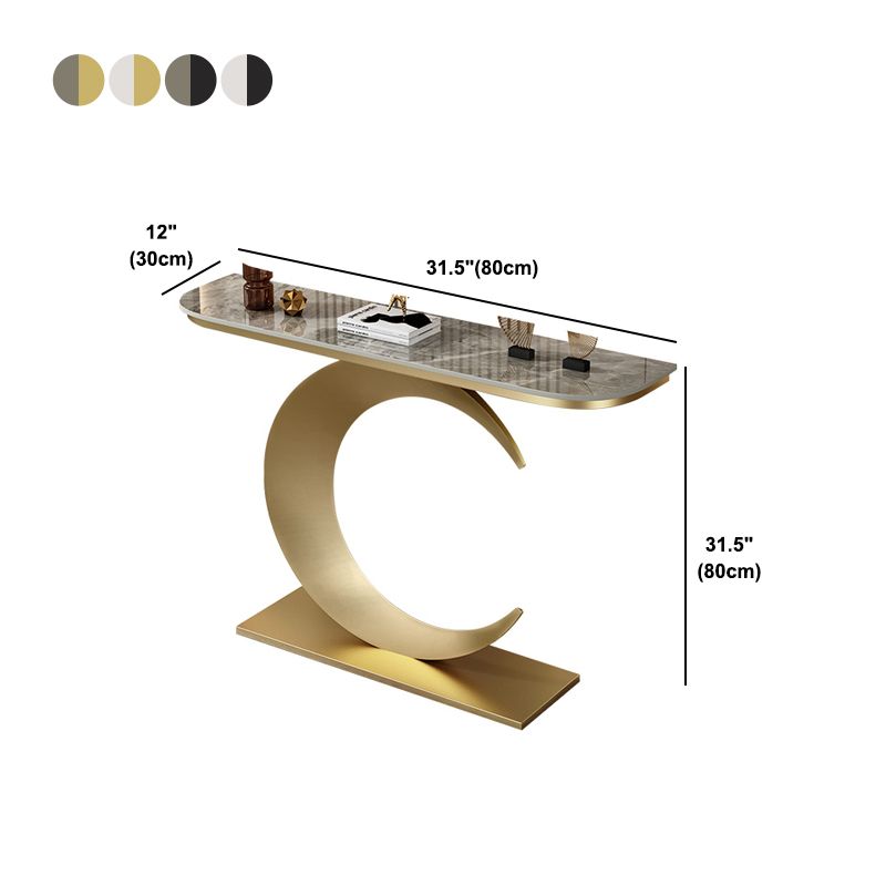 Stain Resistant 11.81" W x 31.49" H Stone Half Moon Table for Hall