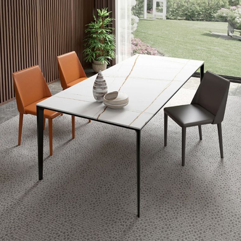 Industrial Sintered Stone Table 4 Legs Aviation Aluminum Base Rectangle Table for Home
