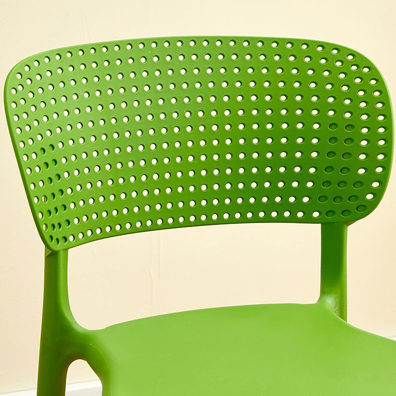 Silla lateral de plástico moderna para interiores y exteriores, silla de comedor con respaldo abierto sin brazos