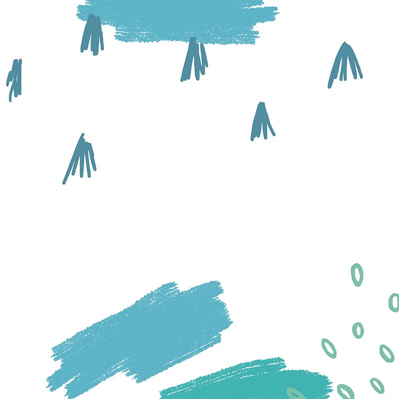 Big Brushstroke Mural Kids Style Simple Abstract Painting Wall Art in Blue for Bedroom