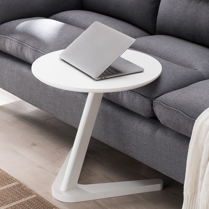 Contemporary Round Side Table Rubberwood Side End Snack Table