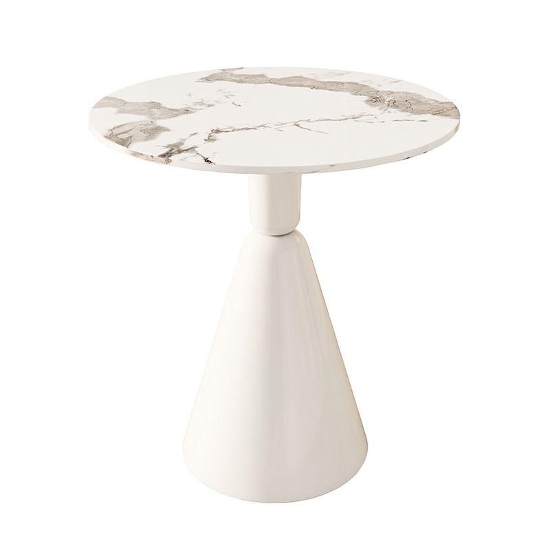 Round Dining Table Set with White Chairs 1/2/3/4 Pieces Stone Dining Set for Home