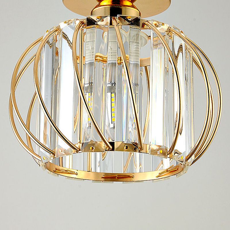 Modernism Ceiling Lighting Single Light Flush Mount Fixture with Crystal for Corridor