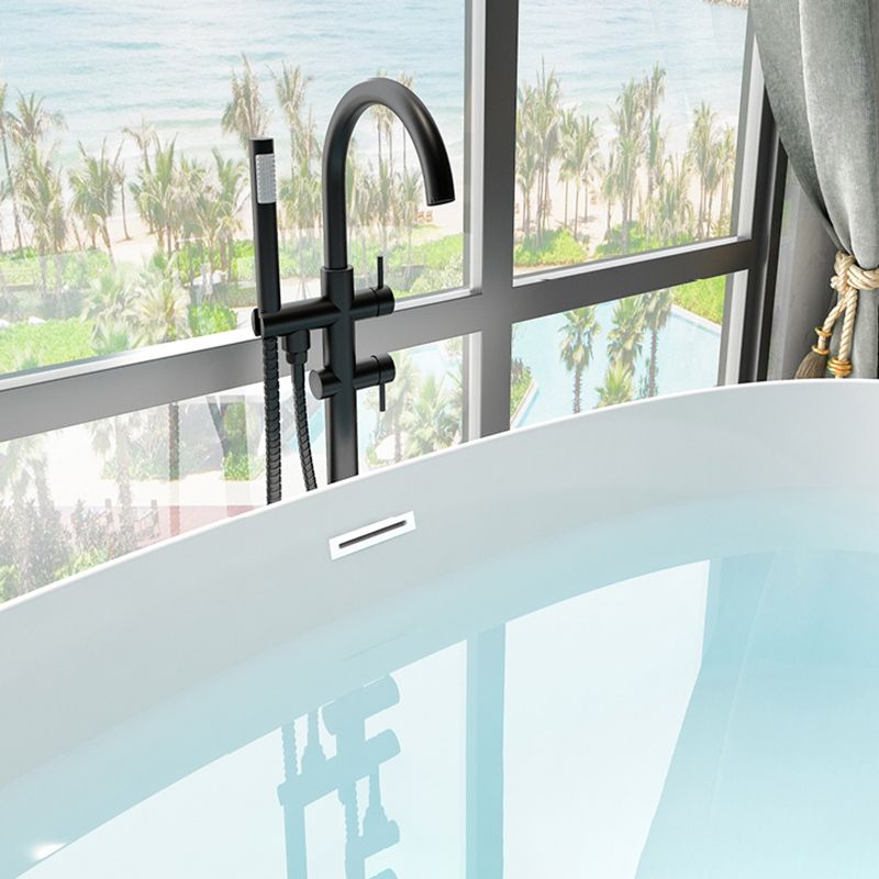 Soaking Oval Freestanding Bathtub Modern Acrylic Bathtub with Overflow Trim
