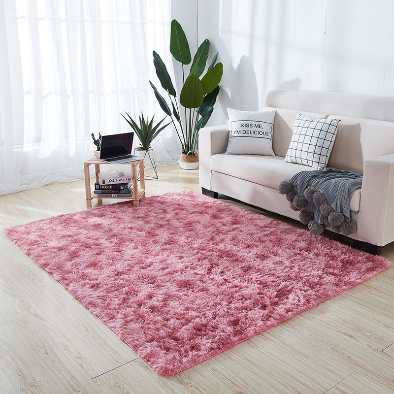 Rapis moderne Tie simple Dye Print Carpet Living Room Polyester Shag Tapis avec un support sans glissement