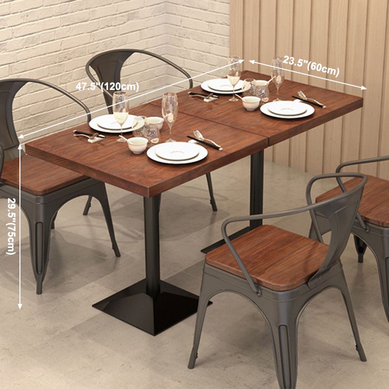 Industrial Dining Room Table Solid Wood Table with Black Base for Dining Room