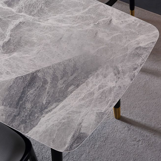 Rectangle Grey Tone Dining Table Sintered Stone Table Luxury with 4 Legs