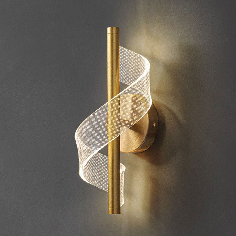 Modernism Single Wall Mounted Sconce LED Acrylic Wall Light in Black/Golden Finish