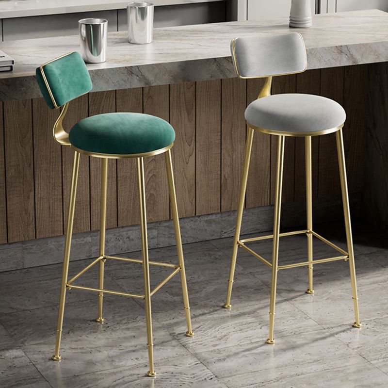 Glam Low Back Bar Stuhl Fußstütze Round Polstered Counter Heighing Stool