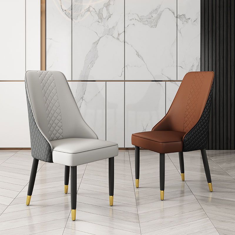 Glam Wood Dining Armless Chair Faux Leather Dining Chair for Home Use