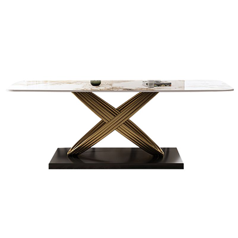 Industrial Style Sintered Stone Table Rectangle Table with Metal Legs for Home Use