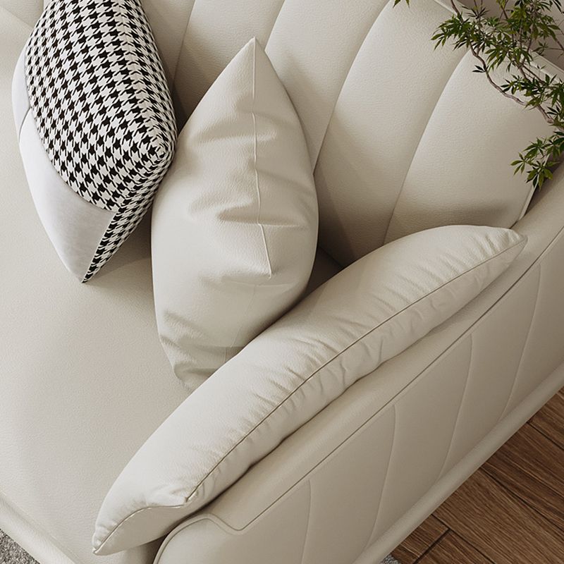 Modern Style Solid Wood Base Namib & White Leather Rectangular Sofa